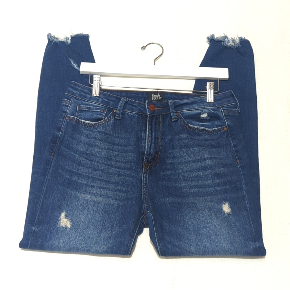 Simple Society | Skinny Jeans Capri | Raw Hem | Stretchy | Bohemian | Chic | Y2K - Picture 2 of 8